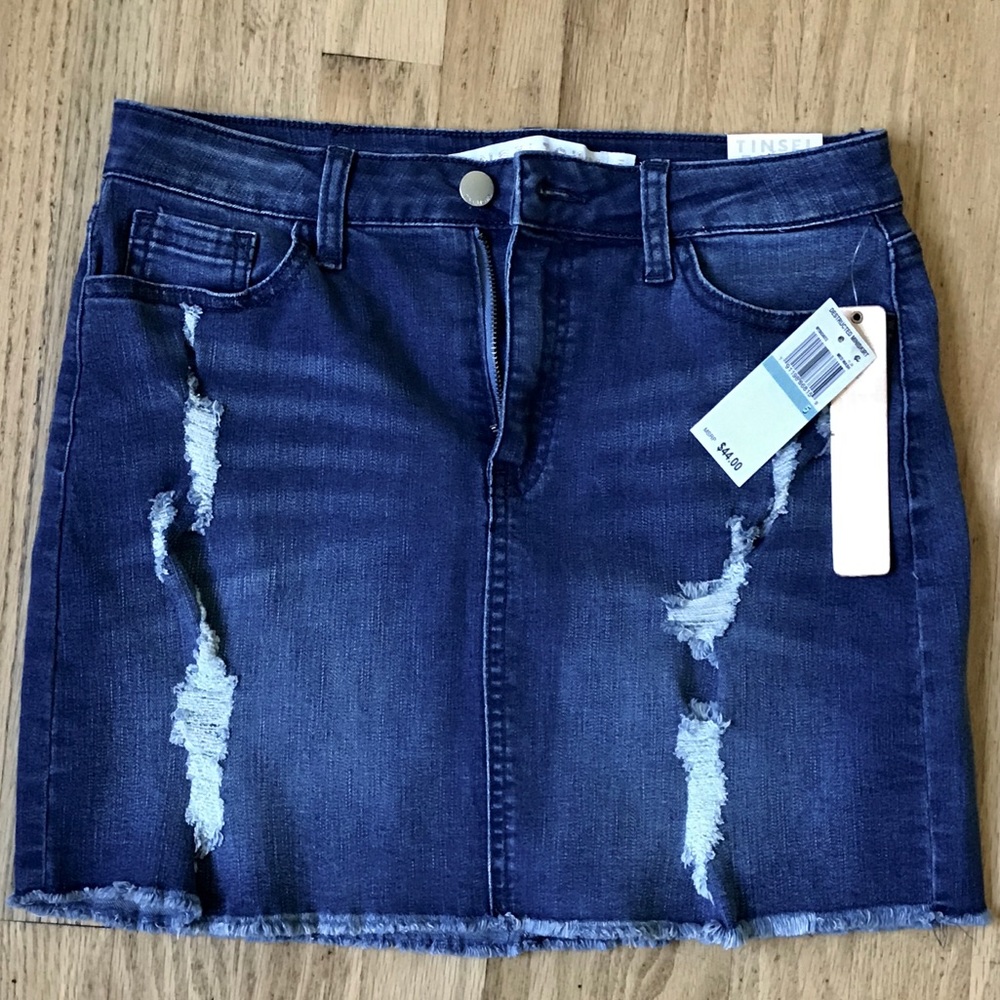 Tinseltown NWT sz 5 jean dark denim mini skirt